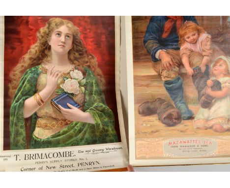 A 1912 calender with a chromolithographic print of "The Willing Helpers" advertising Mazawattee Teeth, a similar print of "Ad