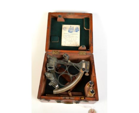 A triple ring brass sextant signed W. Gerrard, 40 South Castle Street, Liverpool, fitted case with accessories.