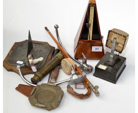 A pair of chromium plated, gas wall light brackets, and miscellaneous items.