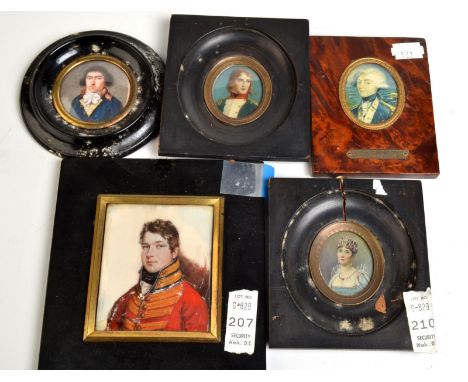 Five portrait miniatures.