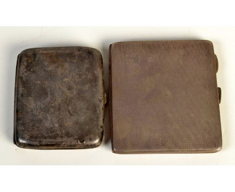 A silver engine turned cigarette case, Birmingham, 1943, together with a second cigarette case, combined weight 6oz.