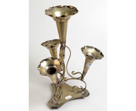 A plated four nozzle epergne.
