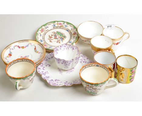 A Vienna style coffee can decorated with Cleopatra, other cups and saucers. 