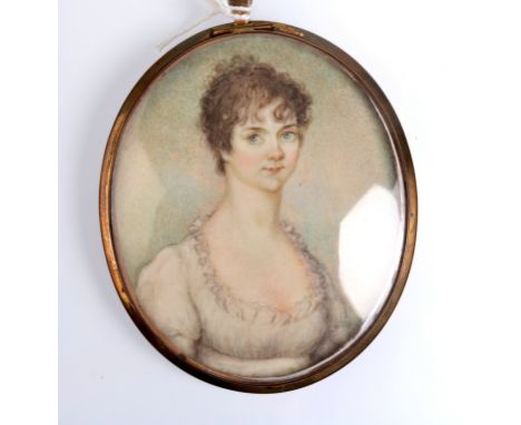A Georgian miniature portrait of a young lady.