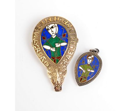 A facsimile silver, gilt and enamel replica of King Alfred Jewel, commissioned by the Ashmolean Museum and made by Fattorini,