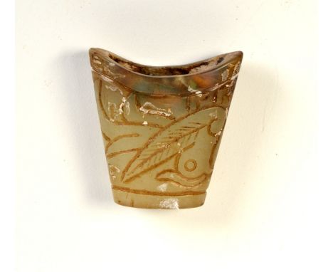 A Chinese jade sword hilt section, height 4.8cm.