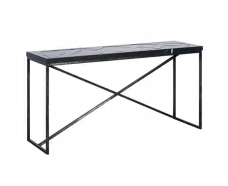 A VERSAILLES CONSOLE TABLE, MARBLE BLACK HONED &amp; IRON 152 X 44 X 76CM 2 BOXES (171 X 74 X 69)CM  (156 X 46 X 76)CM  (WEIG