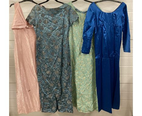 4 vintage 1960's full length evening dresses in varying conditions. To include 2 short sleeved dresses. 