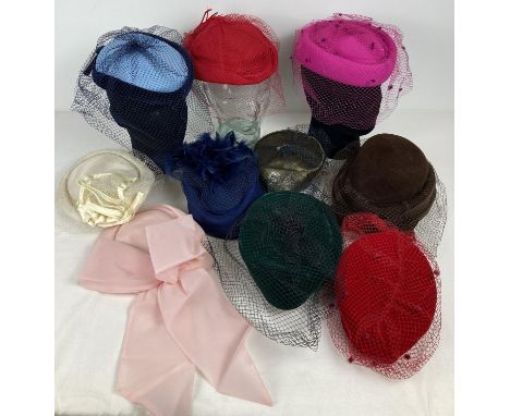 10 assorted women's vintage netted occasion hats to include Kangol. In varying colours and designs. 