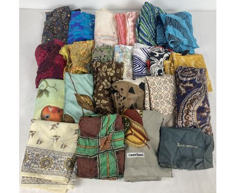 A collection of 23 vintage &amp; modern scarves to include silk. Lot includes examples by Castellani and Jacqmar. 