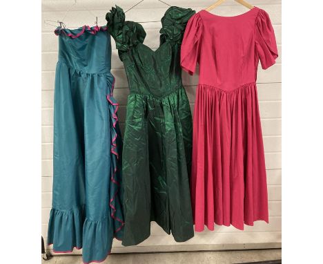 3 vintage 1980's cotton and taffeta ball gowns. To include Debenhams and Laura Ashley. 