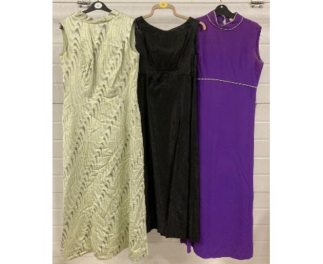 3 vintage 1960's sleeveless, full length evening dresses. To include John Charles of London and Global. 