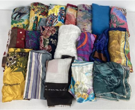 A collection of 20 large vintage &amp; modern square scarves to include silk. Examples by Leonardi and Bernardi, Paris. 