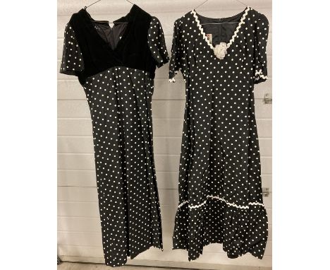 2 vintage 1960's dresses from Dolly Rockers designed by Sambo. In black and white polka dot design. 