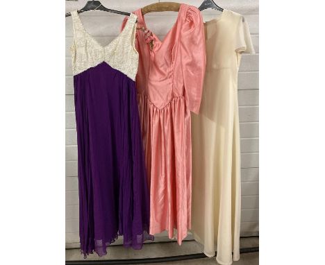 3 vintage full length bridesmaid style dresses, to include California. 