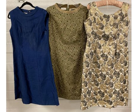 3 vintage 1960's short length evening/cocktail dresses - 2 with metallic thread detail. To include Montigo Bay and Ricci Mich