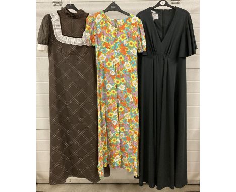 3 vintage 1970's short sleeved maxi dresses. To include Richard Shops and Horrockses Fashions. 