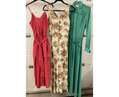 3 vintage full length dresses - 2 sleeveless and a long sleeved dress. To include Carnegie and Charade. 