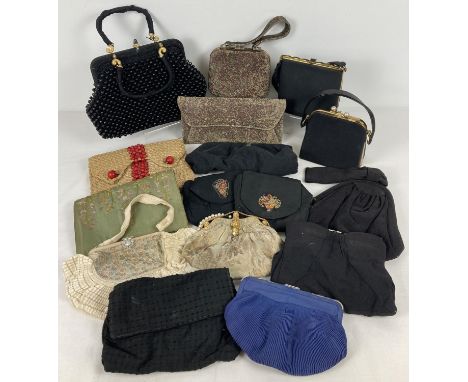 A collection of 16 vintage evening and clutch bags. In varying colours, materials and designs. 
