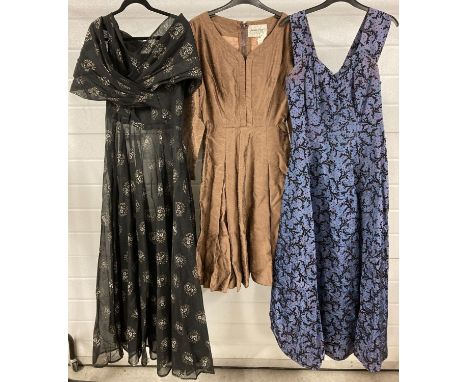 3 vintage 1950's dresses - 2 full length evening dresses. Together with a Susan Small day dress. 