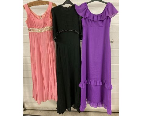 3 vintage 1970's full length evening dresses. To include Alexander Clare. 