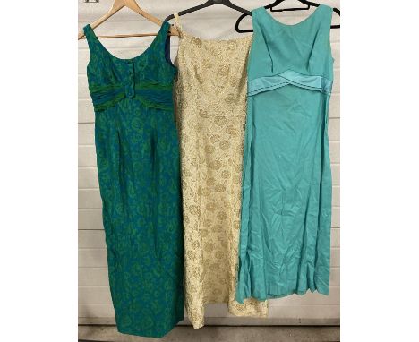 3 vintage 1960's full length, sleeveless cocktail dresses. Comprising Jean Allen, Global and Mortimer of London. 
