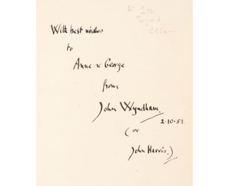 Wyndham (John) The Day of the Triffids, first edition, signed presentation inscription from the author "With best wishes to A