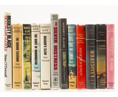 O'Donnell (Peter) Modesty Blaise, 1965; Sabre Tooth, 1966; I, Lucifer, 1967; A Taste for Death, 1969; Cobra Trap, signed pres