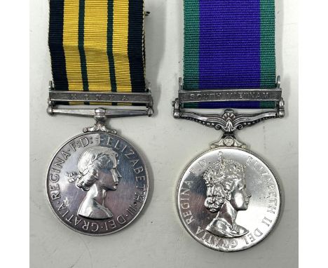 An Africa General Service medal, awarded to 23137493 Pte D Blackburn KSLI (Replacement) with a Kenya clasp, and a General Ser