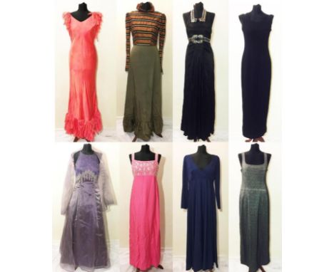 Ladies Vintage Long Evening Dresses incl. Karen Millen black dress size 12, Miss Selfridge Silver lurex dress size 16, 70s? O