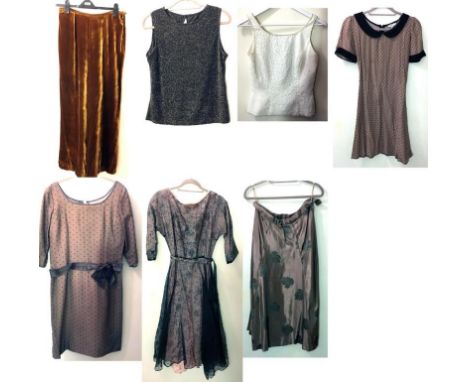 Ladies Vintage & Modern Clothing incl. Principles White beaded top size 8, M&S gold sparkle top size 16, New Look taupe & bla
