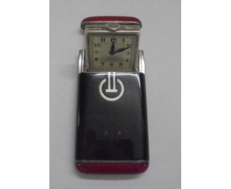1930s Art Deco Ladies Silver & Enamel Handbag Watch 440615 silver import marks, Texina Impervo movement, square chapter ring 