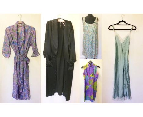 Ladies Vintage Lingerie & Dresses incl. Vogue London Paisley pattern dressing gown, black silky dressing gown, vintage floral
