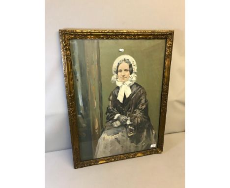 Henry Young Alison (1889-1972) Large oil painting, Portrait of a lady sitting, Titled "Ruby" fitted within a gilt frame. Fram