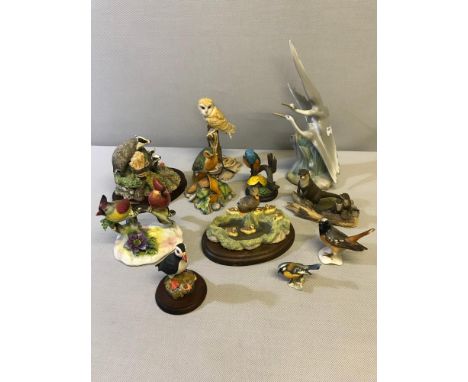 A Collection of Border fine art figures, Nao stork figure, Royal Copenhagen bird figure 