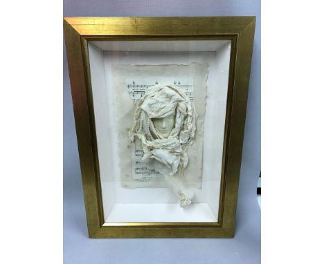 A mixed media 3D piece of art in the musical genre, signed by artist in pencil, 59x42.5cm 