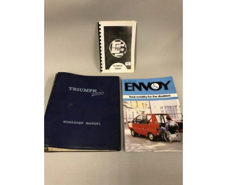 Triumph 2000 workshop manual, Elswick Envoy drivers hand book and one other 