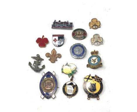 selection of vintage badges includes nursing speedway 1939 grey hound and girl guides etc 