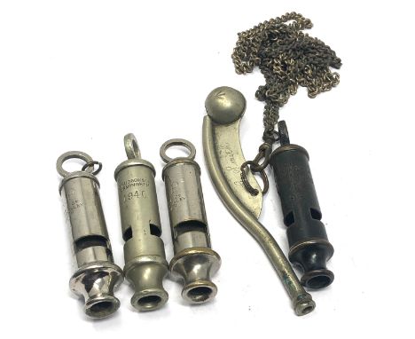 5 vintage whistles inc military -bosuns -arp 