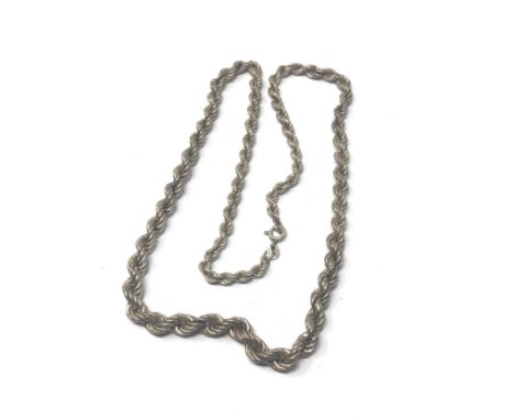 Vintage rope link silver chain measures 50cm long 