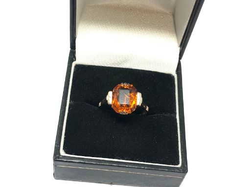 9ct gold art deco citrine set dress ring (2.8g) 