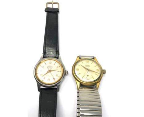 2 vintage gents wrist watches avia 15 jewel &amp; Roamer 17 jewel both will tick when shaken 