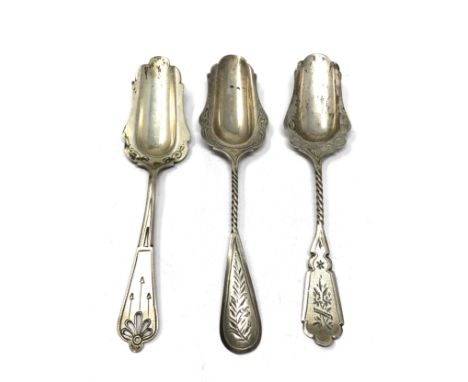 3 antique dutch silver caddy spoons 