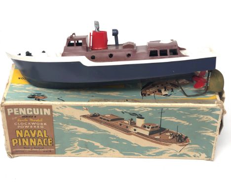 Vintage Boxed Clockwork Penguin Naval Pinnace w/ Key 
