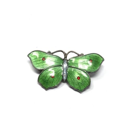 Small antique ja.&amp; s silver &amp; enamel butterfly brooch 