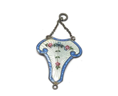 Antique JA&amp; S silver &amp; enamel pendant measures approx 5.4cm drop 