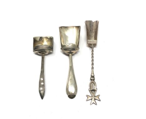 3 antique dutch silver caddy spoons 