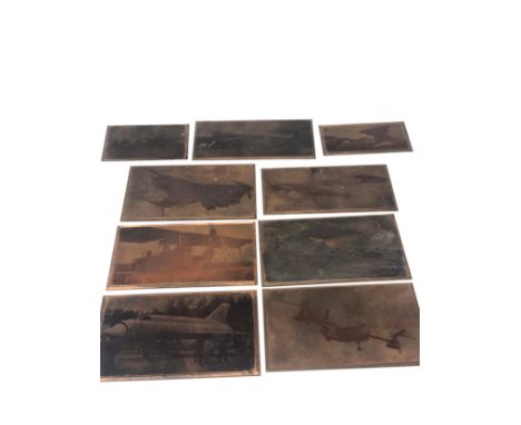 Vintage copper printing plates depicting aircrafts 