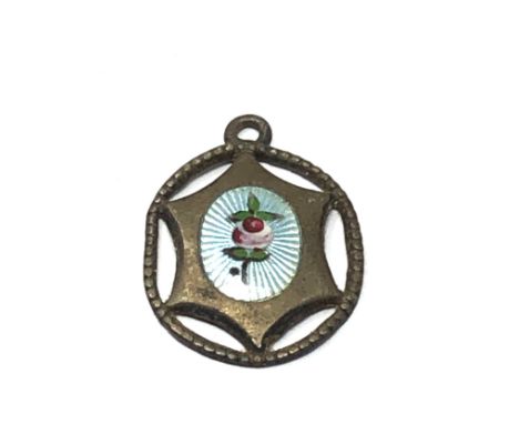 Antique charles horner silver &amp; enamel pendant measures approx 2.3 cm drop 