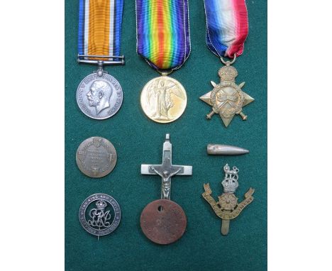 FIRST WAR TRIO TO 15338 PTE T KEATLEY , LN LAN R, ALSO BADGES, DOG TAG, ETC. 